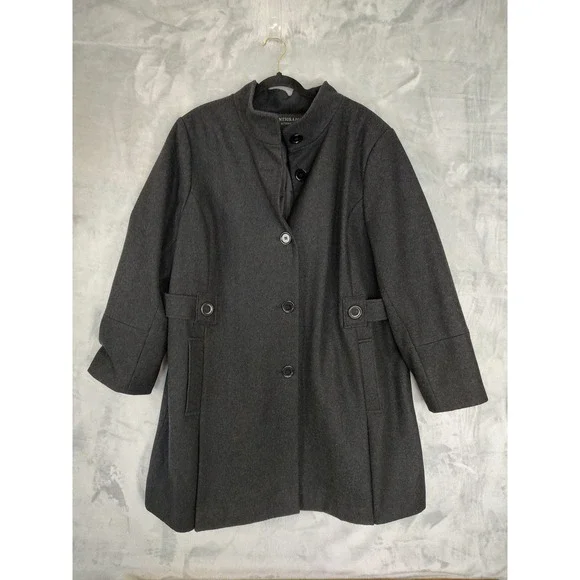 Centigrade Women's Gray Wool Blend Button Front Coat Size 2X Outerwear - Picture 7 of 10